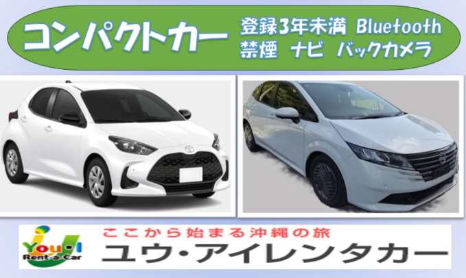 【宮古島店】【宮古空港近隣】コンパクトカー・禁煙・ナビ・バックカメラ・Bluetooth音楽・免責補償・宮古空港送迎プラン画像