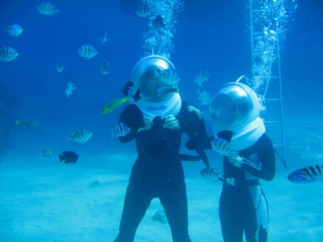 美ら海水族館近く 瀬底島 無重力空間の中 海底をお散歩 シーウォーカー たびんふぉ沖縄マリンスポーツ 美ら海水族館近く 瀬底島 無重力空間の中 海底をお散歩 シーウォーカー たびんふぉ沖縄マリンスポーツ